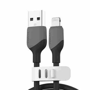 KUULAA KL-X58 2.4A USB to 8 Pin Liquid Silicone MFI Data Cable, Length:1m(Black)