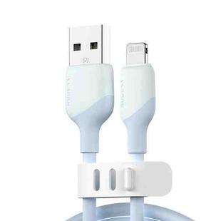 KUULAA KL-X58 2.4A USB to 8 Pin Liquid Silicone MFI Data Cable, Length:2m(Light Blue)