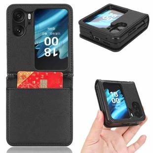 For OPPO Find N2 Flip Lambskin Leather Phone Case(Black)