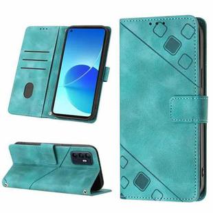 For OPPO Reno6 5G Skin-feel Embossed Leather Phone Case(Green)