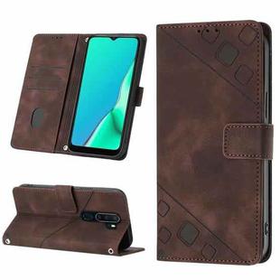 For OPPO A9 2020 / A5 2020 / A11X Skin-feel Embossed Leather Phone Case(Brown)