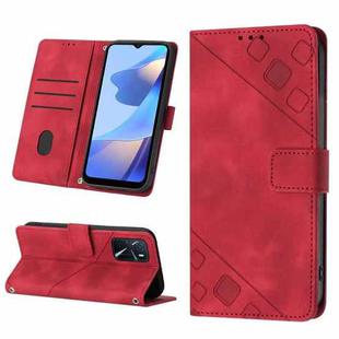 For OPPO A16 / A54S Skin-feel Embossed Leather Phone Case(Red)