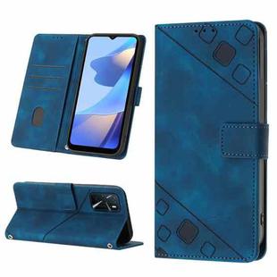 For OPPO A16 / A54S Skin-feel Embossed Leather Phone Case(Blue)