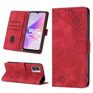 For OPPO A57 5G 2022 / Realme V23 / Narzo 50 5G / A77 5G / K10 5G Global / A57 4G / V23i Skin-feel Embossed Leather Phone Case(Red)