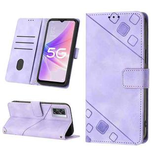 For OPPO A57 5G 2022 / Realme V23 / Narzo 50 5G / A77 5G / K10 5G Global / A57 4G / V23i Skin-feel Embossed Leather Phone Case(Light Purple)