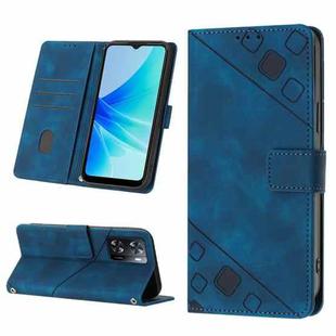 For OPPO A57E 5G Skin-feel Embossed Leather Phone Case(Blue)