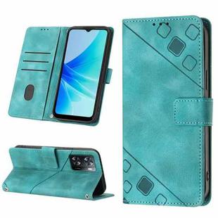 For OPPO A57E 5G Skin-feel Embossed Leather Phone Case(Green)