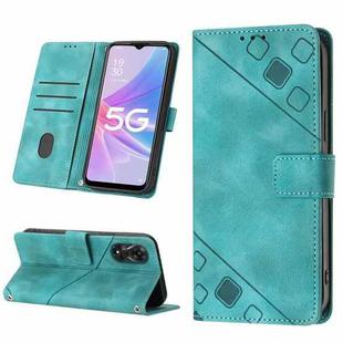 For OPPO A58 5G Skin-feel Embossed Leather Phone Case(Green)