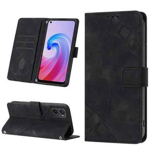 For OPPO A96 4G / A36 / A76 / Realme 9i Skin-feel Embossed Leather Phone Case(Black)