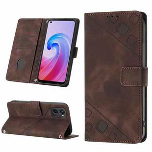 For OPPO A96 4G / A36 / A76 / Realme 9i Skin-feel Embossed Leather Phone Case(Brown)