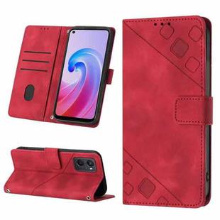 For OPPO A96 4G / A36 / A76 / Realme 9i Skin-feel Embossed Leather Phone Case(Red)