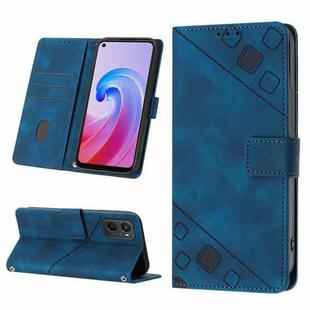 For OPPO A96 4G / A36 / A76 / Realme 9i Skin-feel Embossed Leather Phone Case(Blue)