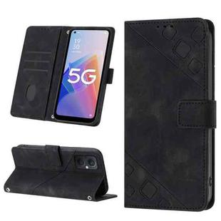 For OPPO A96 5G / Reno7z / Reno7 Lite 5G / F21 Pro 5G / Reno8 z / OnePlus Nord N20  Skin-feel Embossed Leather Phone Case(Black)