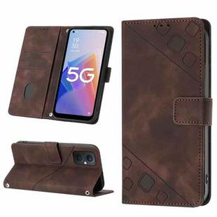 For OPPO A96 5G / Reno7z / Reno7 Lite 5G / F21 Pro 5G / Reno8 z / OnePlus Nord N20  Skin-feel Embossed Leather Phone Case(Brown)