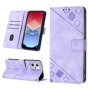 For OPPO K10X / Realme 9 Pro Skin-feel Embossed Leather Phone Case(Light Purple)
