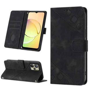 For Realme 10 Skin-feel Embossed Leather Phone Case(Black)