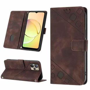 For Realme 10 Skin-feel Embossed Leather Phone Case(Brown)