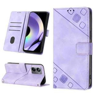 For Realme 10 Pro Skin-feel Embossed Leather Phone Case(Light Purple)