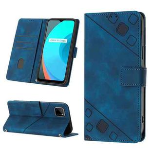 For Realme C11 Skin-feel Embossed Leather Phone Case(Blue)