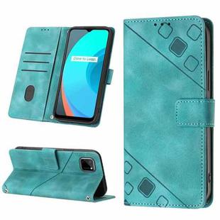 For Realme C11 Skin-feel Embossed Leather Phone Case(Green)