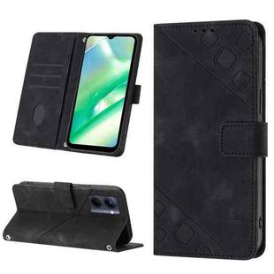 For Realme C33 Skin-feel Embossed Leather Phone Case(Black)