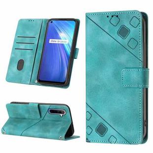For Realme 6 Skin-feel Embossed Leather Phone Case(Green)