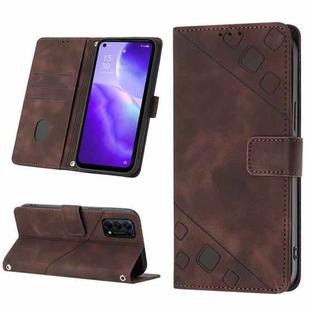 For OPPO Reno5 A Skin-feel Embossed Leather Phone Case(Brown)