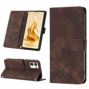 For OPPO Reno9 Pro+ Skin-feel Embossed Leather Phone Case(Brown)