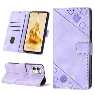 For OPPO Reno9 Pro+ Skin-feel Embossed Leather Phone Case(Light Purple)