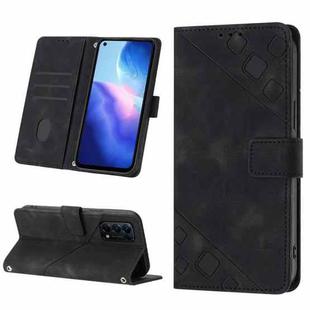 For OPPO Reno5 4G / Reno5 5G Skin-feel Embossed Leather Phone Case(Black)