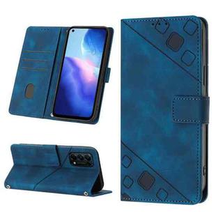 For OPPO Reno5 4G / Reno5 5G Skin-feel Embossed Leather Phone Case(Blue)