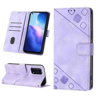 For OPPO Reno5 4G / Reno5 5G Skin-feel Embossed Leather Phone Case(Light Purple)