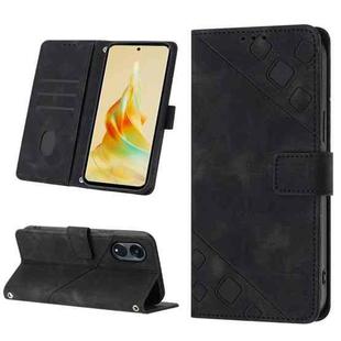 For OPPO Reno8 T 5G/A1 Pro 5G Global Skin-feel Embossed Leather Phone Case(Black)