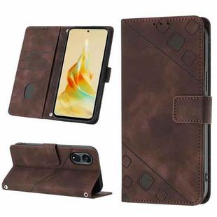 For OPPO Reno8 T 5G/A1 Pro 5G Global Skin-feel Embossed Leather Phone Case(Brown)