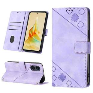 For OPPO Reno8 T 5G/A1 Pro 5G Global Skin-feel Embossed Leather Phone Case(Light Purple)