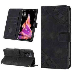 For OPPO Reno9 5G／Reno9 Pro 5G Skin-feel Embossed Leather Phone Case(Black)