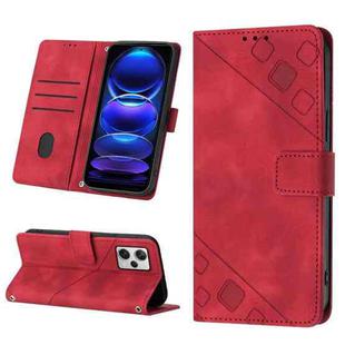 For Xiaomi Redmi Note 12 Pro+ Global / Redmi Note 12 Explorer Skin-feel Embossed Leather Phone Case(Red)