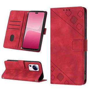 For Xiaomi 13 Lite 5G Skin-feel Embossed Leather Phone Case(Red)