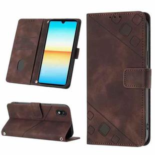 For Sony XPreia ACE  III Skin-feel Embossed Leather Phone Case(Brown)