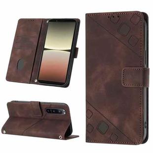 For Sony XPreia 5 IV Skin-feel Embossed Leather Phone Case(Brown)
