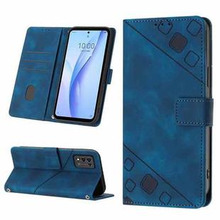 For ZTE Libero 5G III Skin-feel Embossed Leather Phone Case(Blue)