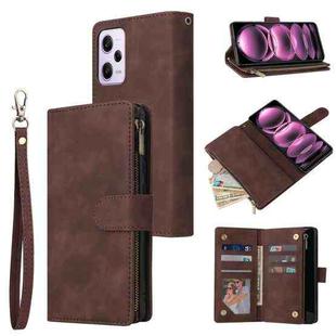 For Xiaomi Redmi Note 12 Pro 5G Global India / Note 12 Pro 5G Speed Edition / Poco X5 Pro Multifunctional Multi-Card Wallet Phone Leather Case(Coffee)