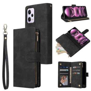 For Xiaomi Redmi Note 12 Pro 5G Global India / Note 12 Pro 5G Speed Edition / Poco X5 Pro Multifunctional Multi-Card Wallet Phone Leather Case(Black)