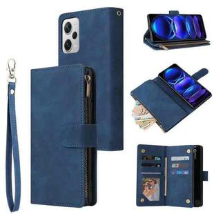 For Xiaomi Redmi Note 12 Pro+ 5G Global India / Note 12 Explorer Multifunctional Multi-Card Wallet Phone Leather Case(Blue)