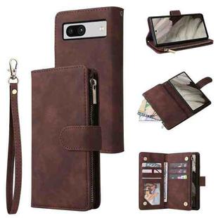 For Google Pixel 7A Multifunctional Multi-Card Wallet Phone Leather Case(Coffee)