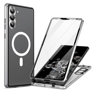 For Samsung Galaxy S24+ 5G HD Full Cover Magsafe Magnetic Metal Tempered Glass Phone Case(Silver)