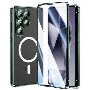 For Samsung Galaxy S25 Ultra 5G HD Full Cover Magsafe Magnetic Metal Tempered Glass Phone Case(Green)