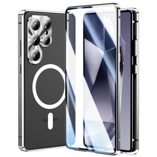 For Samsung Galaxy S25 Ultra 5G HD Full Cover Magsafe Magnetic Metal Tempered Glass Phone Case(Silver)