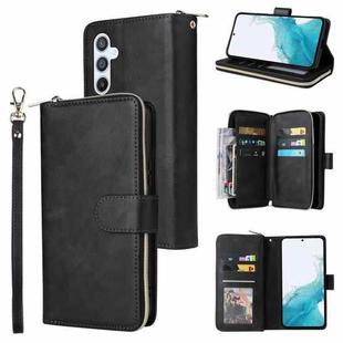 For Samsung Galaxy A54 9 Card Slots Zipper Wallet Bag Leather Phone Case(Black)