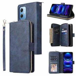 For Xiaomi Redmi Note 12 5G Global / Poco X5 9 Card Slots Zipper Wallet Bag Leather Phone Case(Blue)